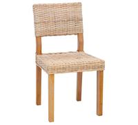 Chaise de salle à manger en rotin - MEUBLECHIC - Lot de 2 - 46x55x84 cm - Naturel - Rotin Kubu - Bois massif