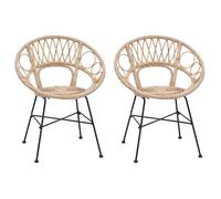 vidaXL Chaise de salle à manger 2 pcs Naturel 65 x 55,5 x 81 cm
