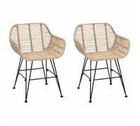 vidaXL Chaise de salle à manger 2 pcs Naturel 55 x 50 x 74 cm