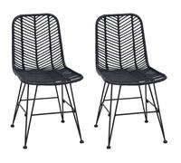 Chaise de salle à manger en rotin - vidaXL - Noir - 44,5 x 55 x 85 cm - Lot de 2 - Dossier en rotin tressé