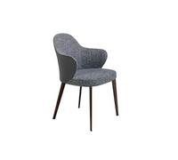 Chaise tissu et croûte de cuir pied brun