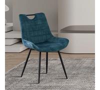 Chaise de salle à manger en velours bleu MARINA (lot de 2)