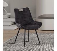 Chaise de salle à manger en velours gris MARINA (lot de 2)