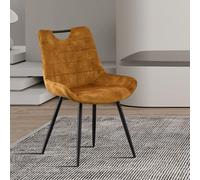 Chaise de salle à manger en velours jaune - gold MARINA (lot de 2)