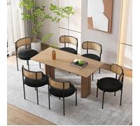 Chaise de salle à manger en velours, Lot de 6 chaises avec quatre pieds de support en métal, Pour salle à manger, salon, Noir