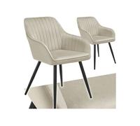 tectake® Lot de 2 Chaise de Salle à Manger rembourrée Moderne Chaise Velours Fauteuil Salon Chaise Scandinave Pieds en Acier Élégant Chaises Coiffeuse, Chambre, Coiffeuse, Salon, Cuisine, Dressing