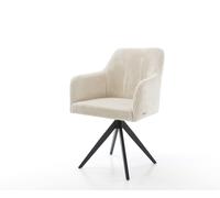 Chaise-de-salle-à-manger Greg-Flex côtelé beige vintage pied croisé angulaire noir ressorts ensachés