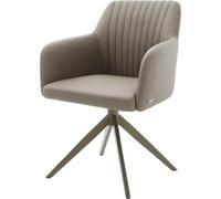 Chaise-pivotante Greg-Flex cuir de vache couleur boue pied croisé large aspect titane pivotement sur 360° fonction bascule ressorts ensachés
