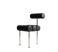 101 Copenhagen Chaise de salle à manger Hiro Stainless steel-aniline leather black