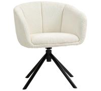 Chaise de salle à manger - HOMCOM - pivotant 360°, assise rembourrée - piètement en métal - tissu effet touffetage - crème