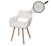 Chaise de salle à manger HWC-A50 II, chaise de cuisine chaise rembourrée, bois tissu/textile chenille (465g/m²) MVG crème
