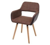 Chaise de salle à manger HWC-A50 II, design rétro années 50 similicuir/ tissu, marron clair, pieds clairs