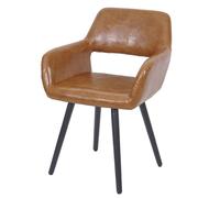 Mendler Chaise de salle à manger HWC-A50 II - Similicuir et imitation daim - Pieds foncés Marron