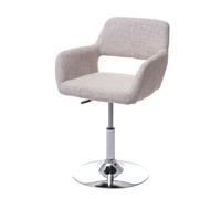 Chaise de salle à manger HWC-A50 III, style rétro années 50, tissu crème/gris, pied en métal aspect chromé
