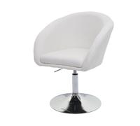 Mendler Chaise de salle à manger HWC-F19 pivotante réglable en hauteur tissu crème-blanc