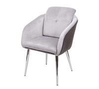 Chaise de salle à manger HWC-G48,chaise pour cuisine,chaise rembourrée,similicuir velours avec accoudoirs gris