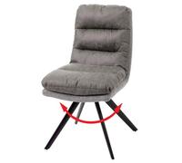 Chaise de salle à manger HWC-G66, chaise de cuisine, pivotante, auto-position, tissu gris clair-gris