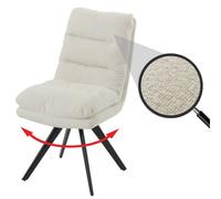 Mendler Chaise de salle à manger HWC-G66 – Tissu/Textile Bou ertifié MVG – Blanc crème