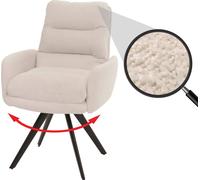 Chaise de salle à manger HWC-G66, chaise de cuisine pivotante Auto-Position Tissu/Textile Bouclé MVG blanc crème, avec accoudoirs
