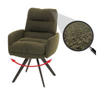 Mendler Chaise de salle à manger HWC-G66 Bouclé MVG, avec accoudoirs, Vert