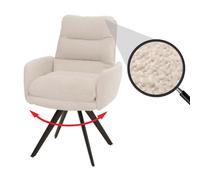 Chaise de salle à manger HWC-G66, chaise de cuisine pivotante Auto-Position Tissu/Textile Bouclé MVG blanc crème, avec accoudoirs