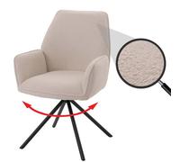 Mendler Chaise de Salle à Manger HWC-G67 Tissu/Textile bou co-tex MVG crème
