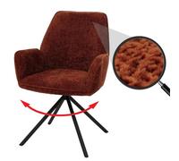 Chaise de salle à manger HWC-G67, chaise de cuisine avec accoudoirs, pivotante, position automatique, chenille Oeko-Tex MVG rouge