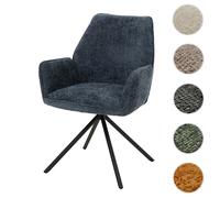 Mendler Chaise de salle à manger HWC-G67 pivotante, chenille Oeko-Tex bleu foncé