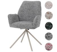 Chaise de salle à manger HWC-G67, pivotante, piètement crème, tissu gris clair