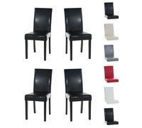 CLP Lot De 4 Chaises De Salle A Manger Ina en Similicuir I Assise Rembourrée I Chaise De Salon avec Pieds en Bois, Couleur:Noir, Couleur du Cadre:Noir