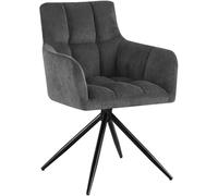 Chaise de salle à manger Jonah, modèle Cord, gris, avec accoudoirs