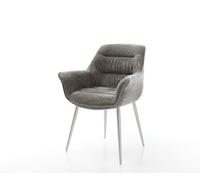 Chaise-de-salle-à-manger Kaira-Flex bouclé doux couleur boue 4 pieds coniques acier inoxydable