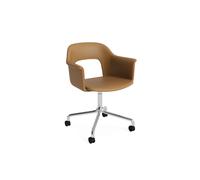 Chaise de salle à manger Layout 264 avec accoudoirs et pivotante Grano Cognac/ Aluminium