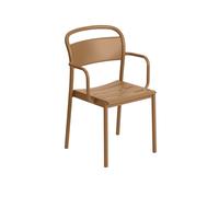 Chaise de Salle à Manger Linear en Acier avec Accoudoirs, Orange Brûlé