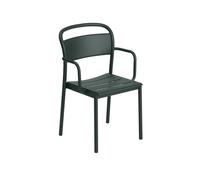 Chaise de Salle à Manger Linear en Acier avec Accoudoirs , Vert Foncé