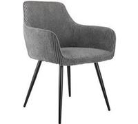 Chaise de salle à manger, LINFE lot de 2, tissu velours côtelé, avec accoudoirs, pour salle à manger, salon, 43x45x85 cm, gris Gris G