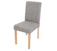 Mendler Chaise de salle à manger Littau – bois non pliable H. 90 cm – tissu gris, pieds clairs