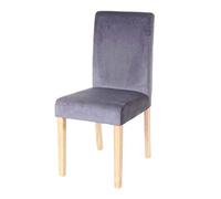 Mendler Chaise de salle à manger Littau - velours, pieds en bois, H. 90 cm - Gris