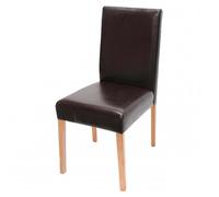 Chaise de salle à manger Littau - Marron - Cuir - Pieds foncés