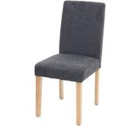 Chaise de salle à manger Littau, chaise de cuisine, tissu/textile gris anthracite, pieds clairs