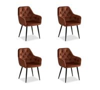 Homestyle4U Chaises de salle à manger - Marron - Lot de 4