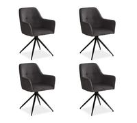 HomeStyle4U - Lot de 4 chaises œuf pour salle à manger, pivotantes avec accoudoirs - gris