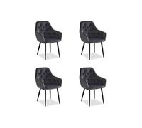 HOMESTYLE4U Lot de 4 Chaises Velours Gris