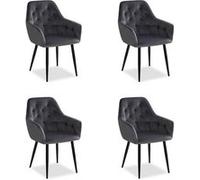 HOMESTYLE4U Lot de 4 Chaises Velours Gris