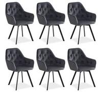 Homestyle4U Lot de 6 chaises - Gris