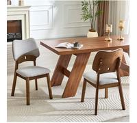Chaise de Salle a Manger Lot de 2 avec Dossier Papillon et Assise Rembourree - ELVMI - Bois Massif Gris
