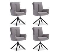 Chaise de Salle à Manger Lot de 4 Moderne Tissu Gris Design Chaises de Cuisine Chaises pas Cher Fauteuils Rembourrée