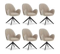 Chaise de Salle à Manger Lot de 6 Moderne Bou uir Beige Design Chaises de Cuisine Chaises pas Cher Fauteuils Rembourrée