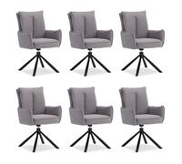 Chaise de Salle à Manger Lot de 6 Moderne Tissu Gris Design Chaises de Cuisine Chaises pas Cher Fauteuils Rembourrée