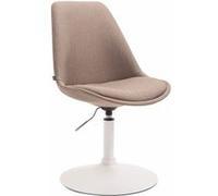 CLP Chaise De Salle A Manger Mavevick en Tissu I Chaise Design Retro Ajustable Et Pivotante I Pied en Métal, Couleur:Taupe, Couleur du Cadre:Blanc